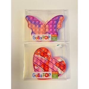 2 Push Pop It Bubble Silicone Sensory Toy Butterfly Heart Lot #1
